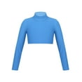thumbnail image 1 of Yhong Kids Girls Crop Top T-shirt Mock Neck Long Sleeve Shirt for Jazz Dance Gymnastics Stage Performance Light Blue 6, 1 of 4