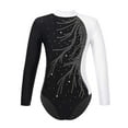 thumbnail image 1 of Yhong Kids Girls Long Sleeve Dance Gymnastics Leotard Rhinestone Figure Ice Skating Bodysuit Competition Costume White 12, 1 of 7