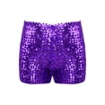 thumbnail image 1 of Yhong Kids Girls Sequin Hip Hop Jazz Dance Shorts Elastic Waist Sparkly Glitter Short Pants Birthday Purple 145-160/16, 1 of 7
