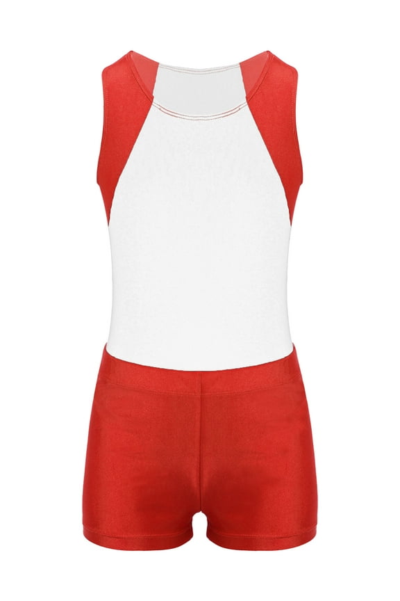 Kids Gymnastics Outfit Boys Dance Tumbling Leotard with Shorts Set Sleeveless Bodysuit 2 Piece White 8