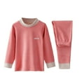 thumbnail image 1 of Yhong Thermal Underwear Set for Boys Girls Fleece Lined Sleepwear Long John Homewear Base Layer Top Pink 140, 1 of 5