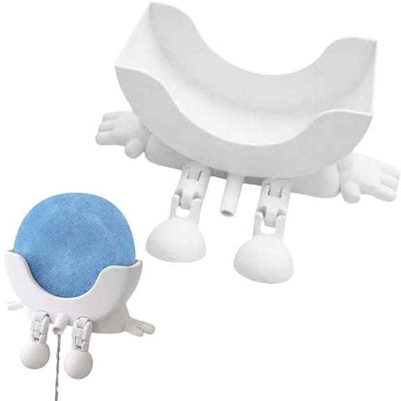 Yhuaoa Fun Sponge Stand 3D Printed Draining Sponge Holder Cute Sitting Kitchen Caddy Gadgets With Hanging Legs Countertop Organizer For Edge & Counter Decor(White)