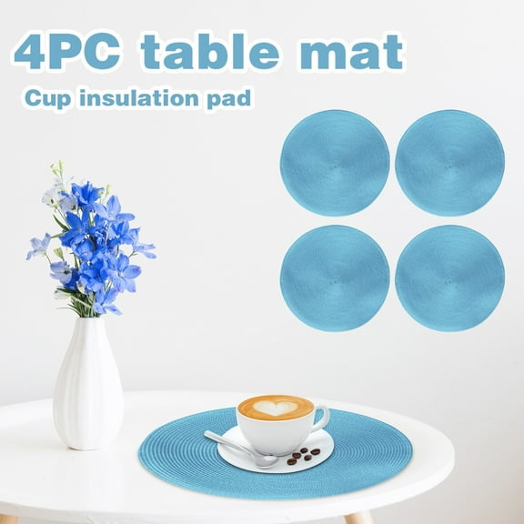 Yhuaoa Round Braided Placemats for Dining Table Set of 4, Insulated Non-Slip Tableware Placemat Round Placemat Kitchen,Heat-Resistant Table Mats Washable ,Dining & Bar Round Dining Table