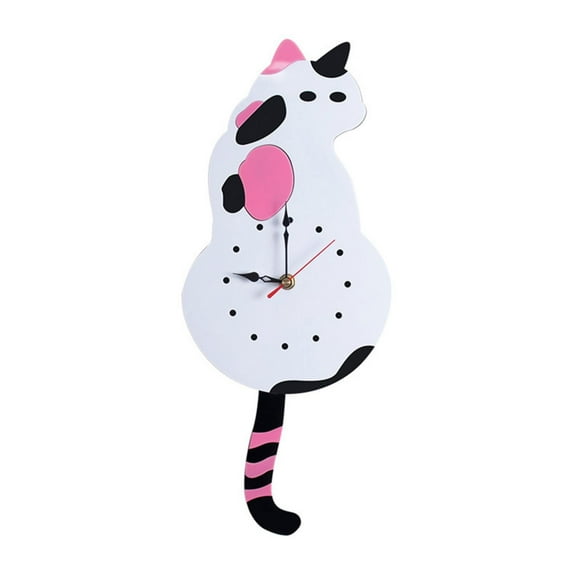 Yhuaoa Silent Acrylic Cat Wall Clock with Swing Tail, Large Cute Wall Hanging Clock for Living Room