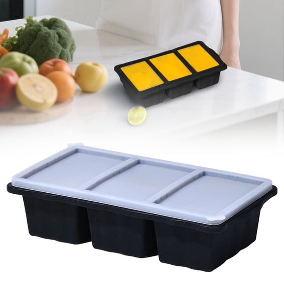 Yhuaoa  3 Cup Silicone Freezer Tray with Lid, Perfect for Storing Lasagna, Leftovers, Sauces, Portioned Meals and More, Silicone Freezer Mold for Meal Prepping
