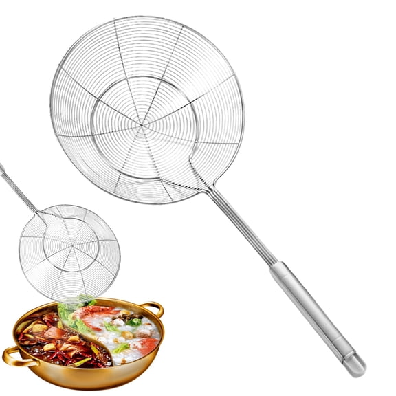 Yhuaoa Spider Strainer, Cooking SpiderFor Kitchen Cooking and Frying Food,7.8 Inch Spider Strainer Skimmer, Strainer with Handle, Stainless Steel Slotted Spoon