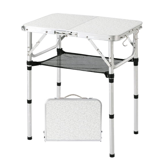 Yhuhwy Folding Camping Table, 2ft Small Portable Lightweight Aluminum Picnic Table with 3 Adjustable Heights for Indoor Outdoor Camp BBQ Beach