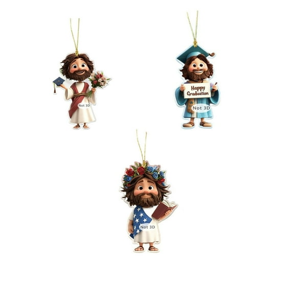 Yhxmh Graduation Pendant Decorations 2025, 2D Flat Acrylic Graduation Car Hanging Decor with Jesus Partten, Graduation Decorative Hanging Tags Gifts for Graduation Party, School Bag, Car