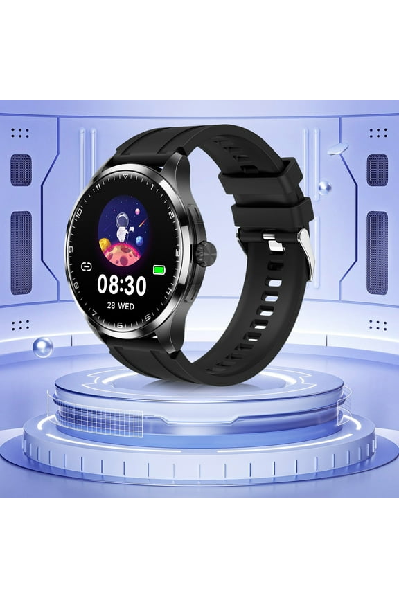 1.46 Inch Circular Full Color Screen Bluetooth Call Information Push Multiple Sports Modes Strong Battery Life IP68 Waterproofs Multifunctional Smartwatch,Black,for Father Dad