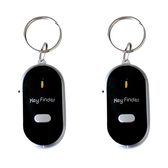 YiBai 2PCS Keychain LED Torch Remote Sound Control Lost Key Finder Whistle Sound Item Key Locator Device,Black