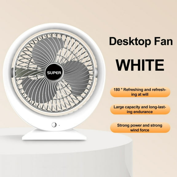 YiBai 3 Speed Wind Speed Sleep Natural Conditioner Small Fan Portable Office Cycling Fan Dormitory USB Cycling Fan Gift, White #N.2407