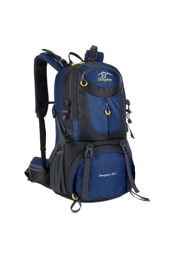 50L Multi Functional Mountaineering Bag Summer Large Capacity Waterproof Outdoor Hiking Backpack Travel Load Reduction Backpack, Dark Blue
