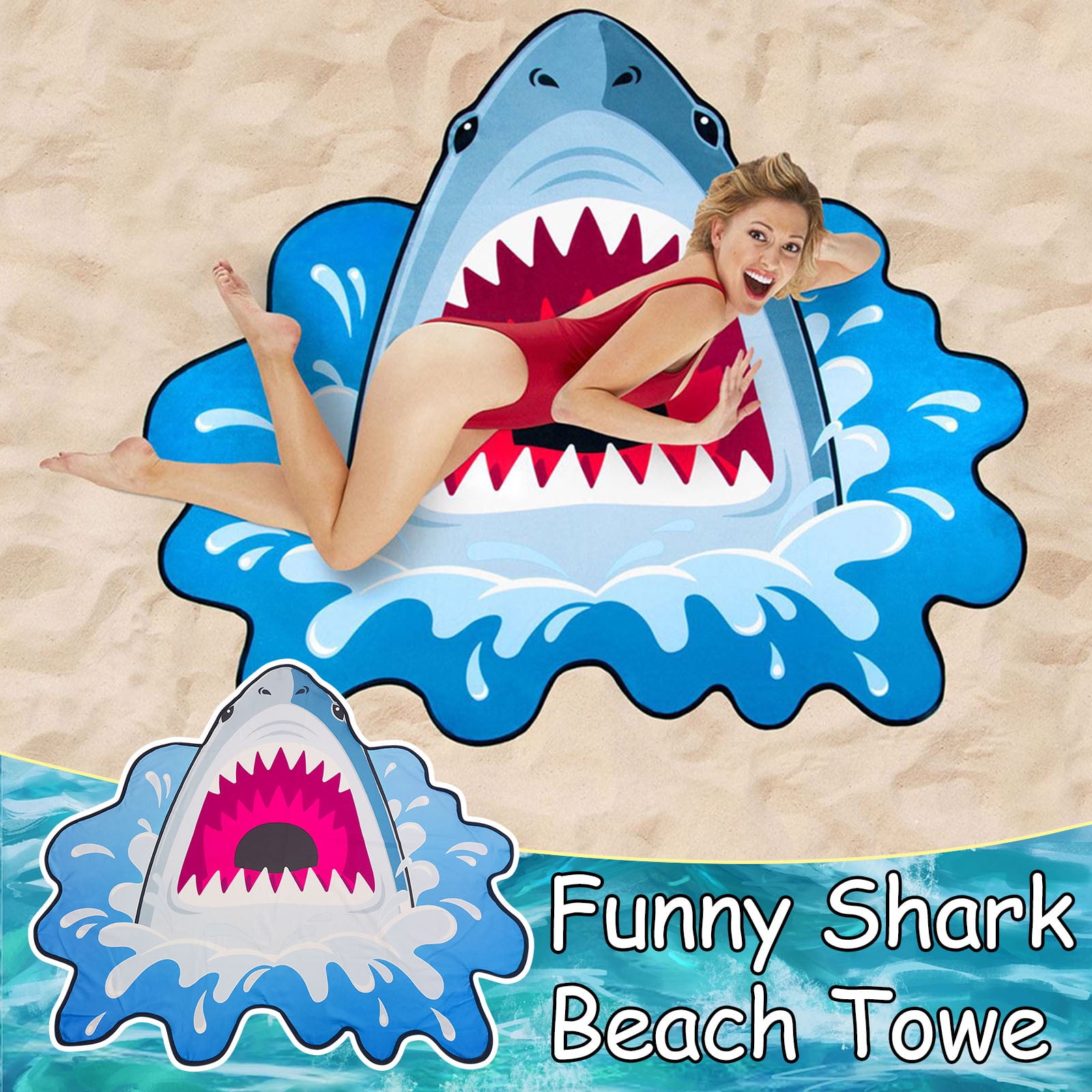 Beachland Big Shark Beach Towel – 30” X 60”, 100% Cotton | Great White Shark Design, Quick-Dry & Lightweight 5 thumbnail image