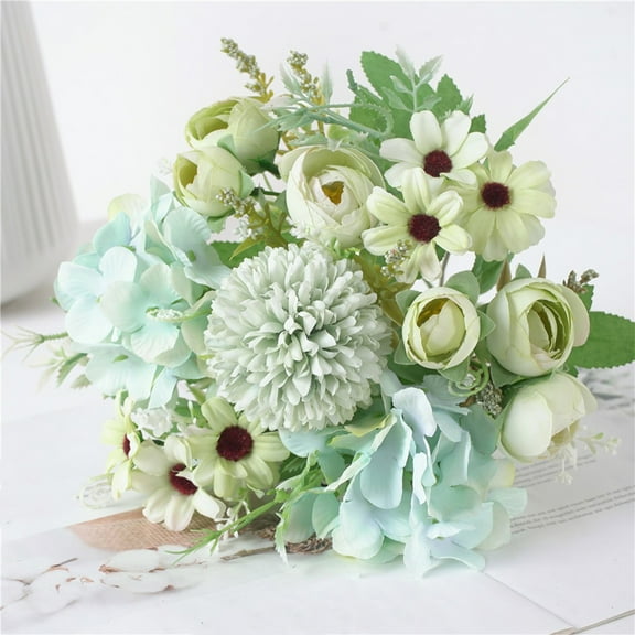 YiBai Beautiful Artificial Silk Fake Flowers Wedding Valentines Bouquet Bridal Decor, Green -PLN003