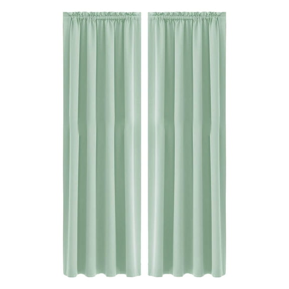 YiBai Blackout Curtains, Curtains Heat Insulation Energy Saving Bedroom And Kitchen Curtains Scandinavian Solid Colour Silk Curtains(Mint Green) #.54