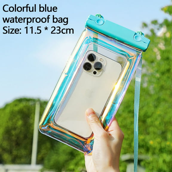 YiBai Blue 4.5"x9" Phone Pouch Touchscreen Friendly Phone Case, Swimming Bag Water Accessory Drifting Gear Storage Pouch Waterproo