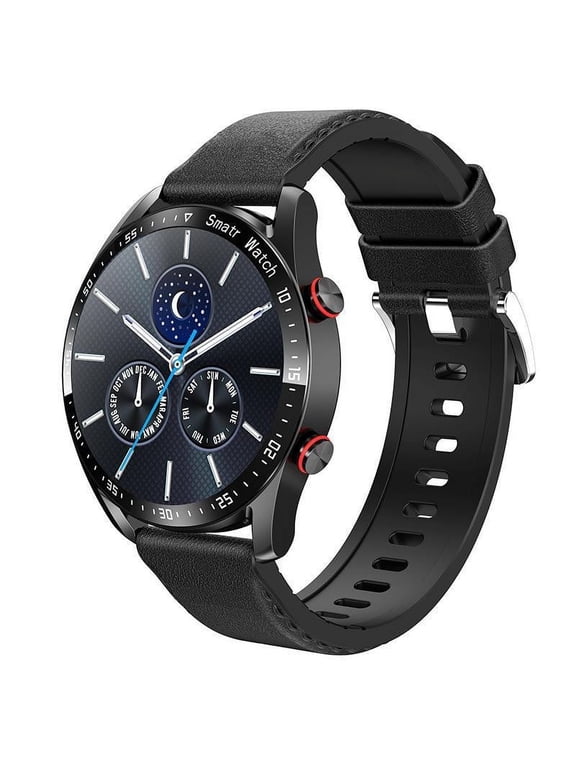 Bluetooth Call Smartwatch Stainless Steel Strap Watch,for Men Dad,Black,PU band