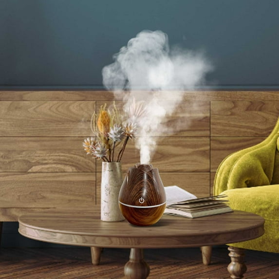 YiBai Brown Humidifiers for Bedroom, Rose Wood Grain Humidifier Colorful Gradient Light Aromatherapy Machine #.96
