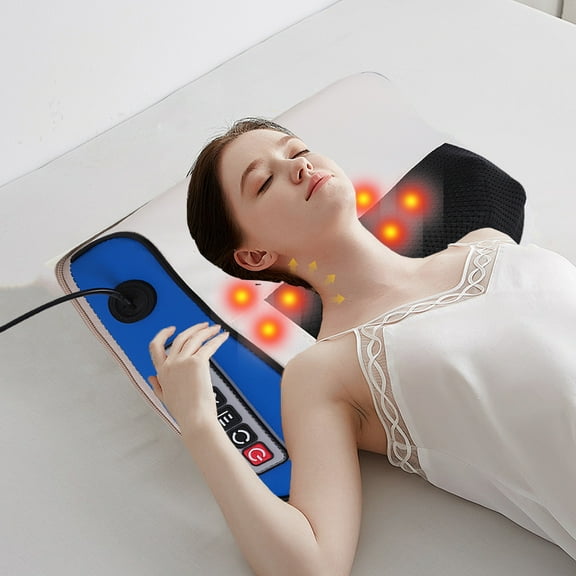 YiBai Cervical Massage Tool Neck Massage Pillow Hot Compress Shoulder Waist Lumbar Kneading Multi function Massage Tool Car Home,Blue