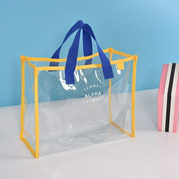 YiBai Clear Bag for Stadium EventsFresh Summer Transparent PVC Swimming Bag Fashion Outdoor Travel Beach Handbag, Blue #.180
