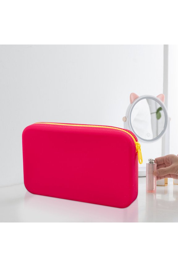 Cosmetic Bag Cosmetic Bag Makeup Storage Pouch with Zipper Travel Portable Makeup Brush Bag-, Red