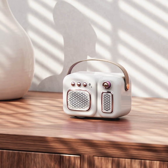 YiBai Creative Retro Wireless Bluetooth Speaker Mini Portable Mobile Phone Nostalgic Subwoofer Outdoor Portable Small Audio,White,for Father Dad