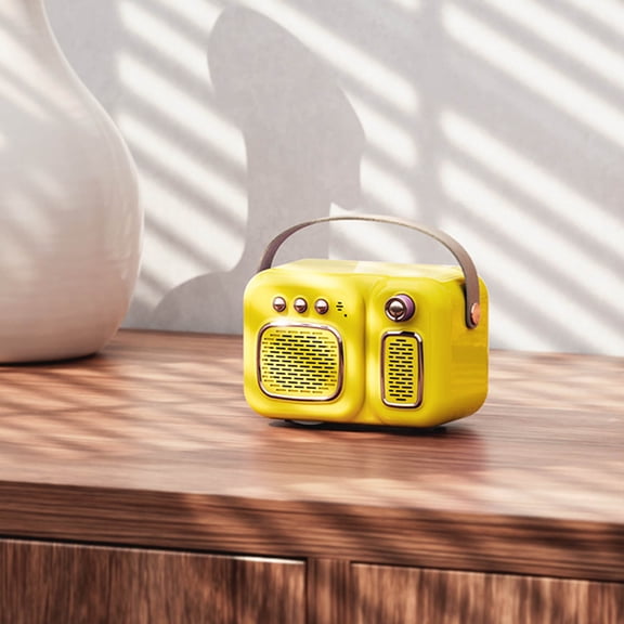 YiBai Creative Retro Wireless Bluetooth Speaker Mini Portable Mobile Phone Nostalgic Subwoofer Outdoor Portable Small Audio,Yellow,for Father Dad