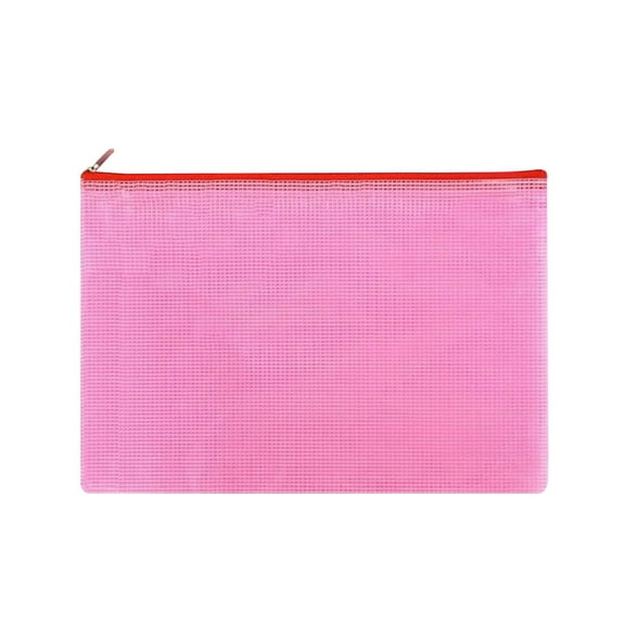 YiBai File Folders,Mesh Zipper Folder Document Bags PVC Organizing Bags,A4 File Bag Waterproof Zip File Bag for Schoolwork & Office,Travel,School Supplies (Pink)