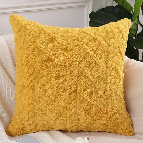 YiBai Furry Pillow Set Shu Cotton Velvet Living Room Sofa Cushion Office Backrest Lumbar Pillow Cushion,Yellow