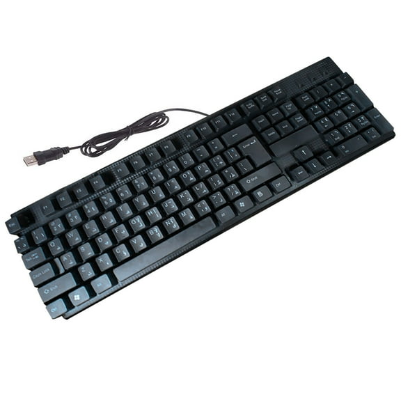 YiBai Gaming Keyboard, Arabic English Silent Keyboard Office Keyboard For Computer #.109, Black