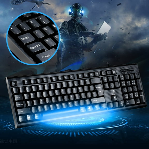 YiBai Gaming Keyboard, Q9 Cable USB Computer Game Keyboard #.77, Black