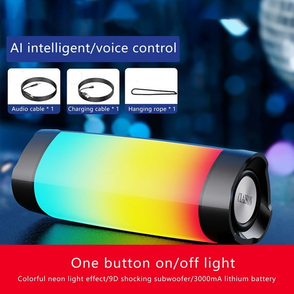 YiBai Intelligent Wireless Bluetooth Speaker Colorful Subwoofer High Volume Household Portable Card Small Sound,Black,for Father Dad