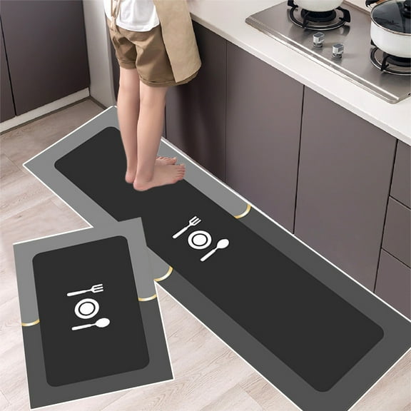 YiBai Kitchen Mats for Floor, Kitchen Mat Set Seaweed Mud Cushion Carpet Comfortable Standing Desk Mat For Office Laundry Room Watertight And Ergonomic, Black #.288