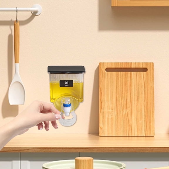 YiBai Kitchen Storage Organization, Wall Mounted Oil Dispenser Kitchen Seasoning Organizer Leakproof Oil Container #.351(Black)