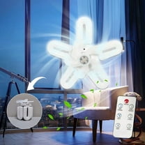 YiBai LED Fan Light Remote Control Dimming And Folding 5-leaf Ceiling Fan Household Bedroom Kitchen Mini Fan Light, White #N.208