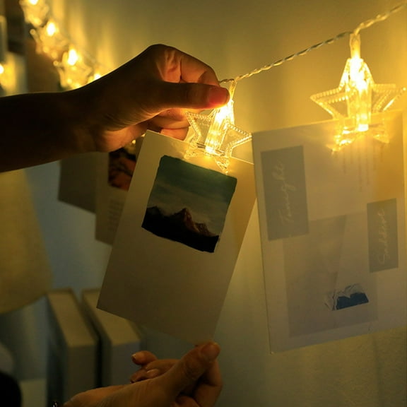 YiBai LED Photo Star Clip Light String Room Background Wall Decoration Light Photo Clip Color Light String Gift, Warm