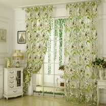 YiBai Leaves Sheer Curtain Window Voile Drape Valance -39"x79"(Green)