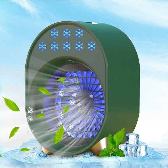 YiBai Mini Cooler, Household Dormitory, Office, Small Desktop Water Chiller, Conditioning Fan, Convenient USB Fan, Green #N.867