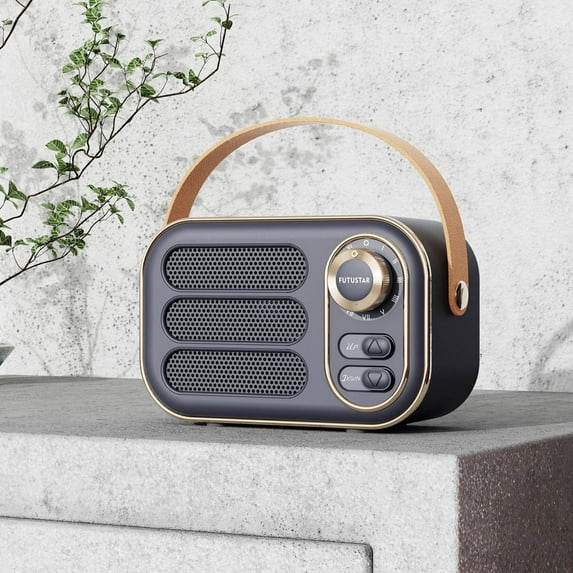 YiBai Multifunctional Mini Portable FM Radio Bluetooth Speaker USB TF AUX Indoor Outdoor Retro-Design Wireless Speaker,Gray,for Father Dad