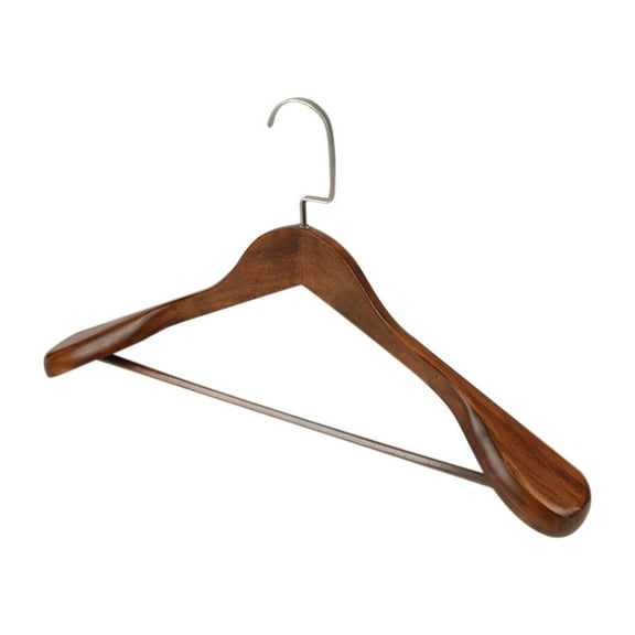 YiBai Nature Retro Wooden Suit Hangers 2 Pack Wood Coat Hangers Jacket Outerwear Shirt Hangers,with Extra-Wide Shoulder, 360° Swivel Hooks & Anti-Slip Bar with Screw(Color A)