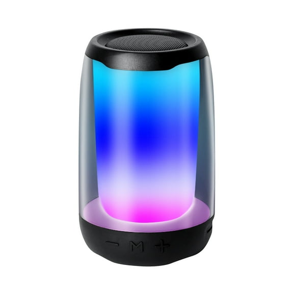 YiBai New Little 4th Generation Border Bluetooth Speaker Full Screen Colorful Light Series Desktop Outdoor Portable Mini Audio,Black,for Father Dad