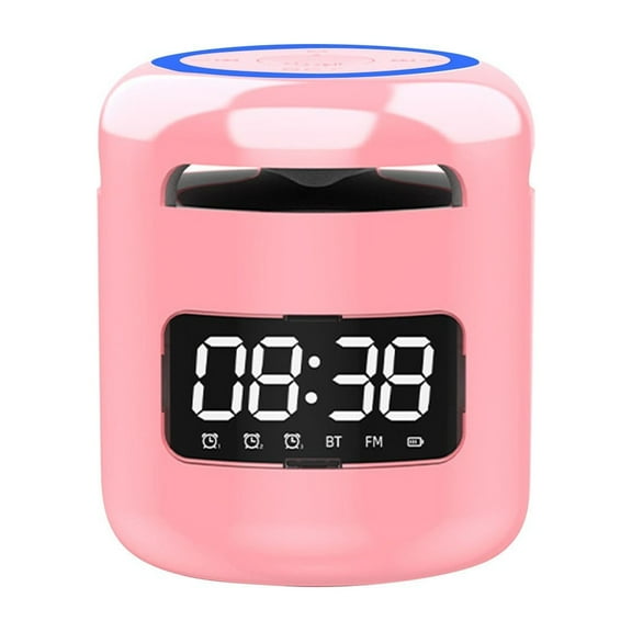 YiBai Portable BT 5.0 Wireless Speaker Alarm Clocks Wireless Speakers With Support / FM / AUX Card Hands- With Microphone,Pink,for Father Dad