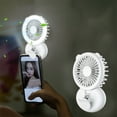 thumbnail image 1 of YiBai Portable Desk Fan With Its Own Auxiliary Light Foldable Clip For Hanging Around The Neck USB Rechargeable Folding Mini Fan 3 Wind Power Speeds 3 Lights, White #N.362, 1 of 8