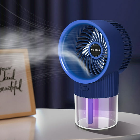 YiBai Portable Fan Rechargeable Cooler Spray Humidifier With USB For Dorm Office Desktop, Blue #N.1848