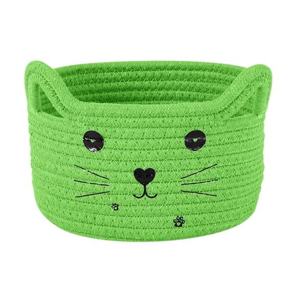 YiBai Rattan Fabric Storage Basket Student Dormitory Desktop Storage Box Storage Basket, Green