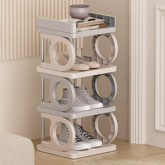 YiBai Shoe Rack 4 Tier Household Doorway Sturdy Narrow Small Crevice Entry Shoe Cabinet Multifunctional Shoe Storage Shelves For Bedroom Closet Entrance Hall Bedroom,Gray,for Father Dad -#236