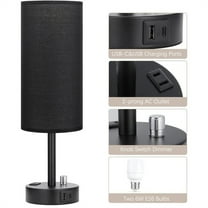 YiBai Small Table Lamp Modern Three Gears Dimming Bedroom Bedside Table Lamps (Black)