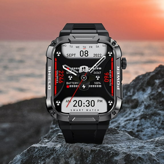 YiBai Smart Sports Watch HD Smart Bracelet Advanced Bluetooth Calling And Extra Long Battery Life Customised Dials With Multiple Patterns,Black,for Father Dad -#168