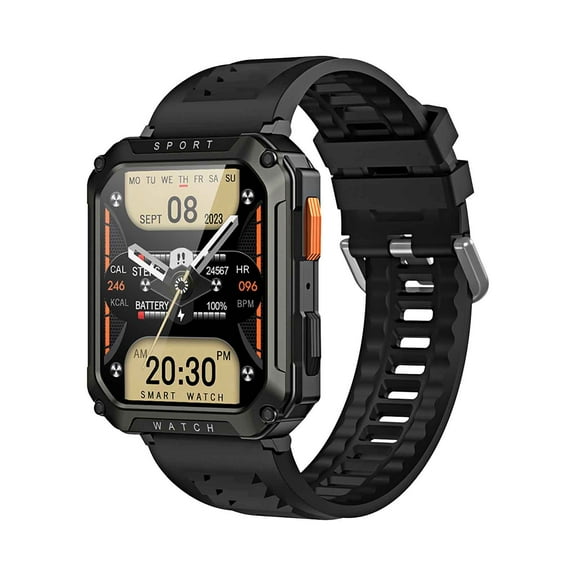 YiBai Smart Watch, 50M, Rugged Military Bluetooth Call Fitness Tracker, 2.01in Large HD Display,Black,for Father Dad