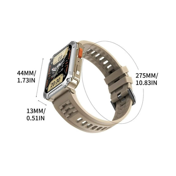 YiBai Smart Watch, 50M, Rugged Military Bluetooth Call Fitness Tracker, 2.01in Large HD Display,Gold,for Father Dad